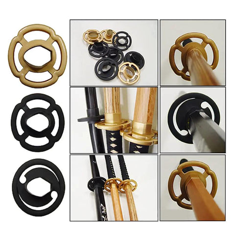 Durable Urethane Bokken Guard Tsuba For Wooden Samurai Swords Black Hand Shield Fits All Sizes Protects Knuckles