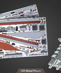 Premium Series USS Midway Aircraft Carrier 3D Metal Model Kit For Adults DIY Ready shown unassembled and completed