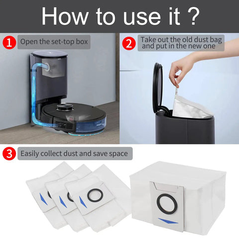Instructions for 10 Pack Replacement Vacuum Filter Bags For X1 Series Robots And T10 T20 Models Deep Filtration High Quality Material