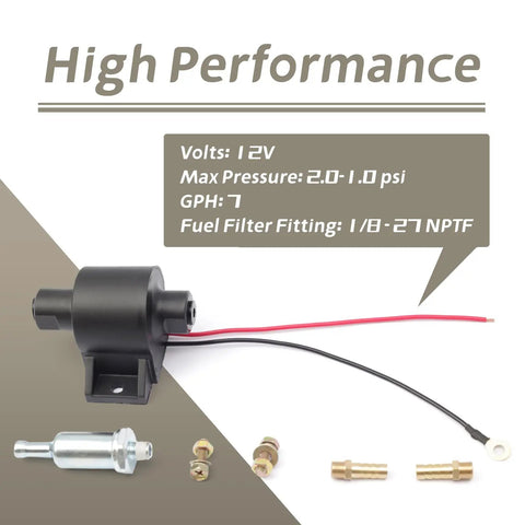 Beefed Up 12 Volt Fuel Pump Kit FEP304SV Replacement For Posi-Flow With 1/8-27 NPTF Fittings And 1 To 2 Psi Max Pressure