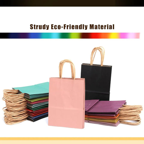Medium Kraft Gift Bags With Handles, 16 Colorful Options, 10.6 x 8.3 x 4.3 Inches, 16-Pack Party Favor Bags