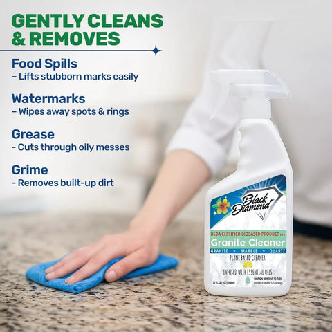 Biobased Granite Counter Cleaner With Plant Powered Formula Food Safe For Kitchens Streak Free Shine on granite countertop