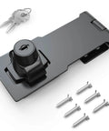 4 Inch Keyed Hasp Lock For Cabinets And Small Doors With Twist Knob Design Heavy Duty Zinc Alloy And Chrome Plated Iron Rust Proof Cabinet Lock Includes Keys And Screws Black Finish