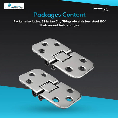 Flush Mount Hatch Hinges 316 Stainless Steel Marine Grade Build Tough As Nails Corrosion Resistant 180 Degree Rotation Ideal For Boats Yachts Doors Motor Boxes And RVs Pack Of 2