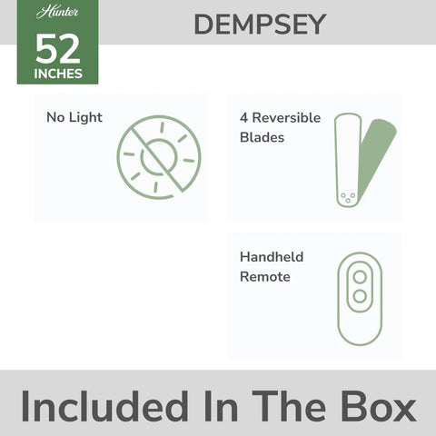 Diagram of 52 Inch Indoor Ceiling Fan With Remote Control No Light, Low Profile Flush Mount 4 Blades In Fresh White shown in box