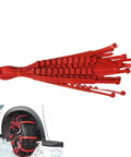 Hella Grippy Nylon Snow Chains For Passenger Car Tires, red traction cable set for winter driving over snow and ice.