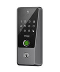 Slick Palm Vein Smart Door Lock With Built In Wifi And Keyless Entry For The Front Door Featuring Fingerprint Access Keypad Codes and Remote Control Game Changer For Modern Home Security Tight Setup, front view.