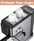 Kick Up Your Coffee Game With This Slick Dual Boiler Espresso Machine Featuring 20 Bar Pressure Touch Panel with preheating cups.