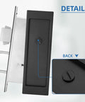 Modern Pocket Door Hardware Set With Privacy Lock, Finger Flush Pulls And Soft Close, black zinc alloy, side view