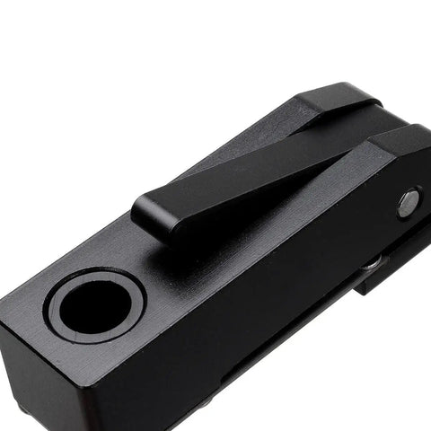 Close-up of Lengthened Three Quarters Inch Dog Hole Hold Down Clamps Set Aluminum Alloy Bench Dog Clamps for woodworking