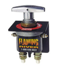 Flaming River FR1010 magneto/battery safety kill switch, front view with metal T-handle, black base, two terminal studs.