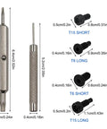 Beefed-Up Durable Doorbell Screws Kit With T6 And T15 Security Screws, Included Screwdriver And 2 Doorbell Keys, 40 Pcs Replacement Set For Most Doorbells, Rust Resistant Carbon Steel Fasteners For Camera And Video Doorbells showing screw sizes and screwdriver.