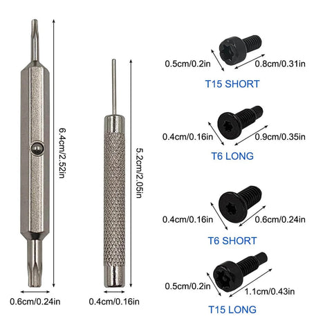Beefed-Up Durable Doorbell Screws Kit With T6 And T15 Security Screws, Included Screwdriver And 2 Doorbell Keys, 40 Pcs Replacement Set For Most Doorbells, Rust Resistant Carbon Steel Fasteners For Camera And Video Doorbells showing screw sizes and screwdriver.