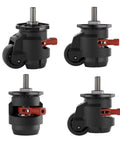 Built Tough Adjustable Leveling Casters Set Of Four With Two Inch Retractable Swivel Wheels, black durable design.