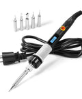 80W Soldering Iron Kit With Digital LCD Display, Temperature Adjustable From 392 To 842 Degrees Fahrenheit, power cord, and tips