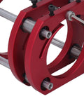 Close-up of Heavy Duty Router Lift Table With Four Jaw Clamping Aluminum Base, showcasing smooth height adjustment components.