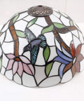 Tiffany Style Hummingbird Stained Glass Table Lamp With 12 Inch Shade And 18 Inch Tall Antique Green Bronze Base Ideal Bedside Desk Reading Light For Bedroom Living Room Home Office UL Listed With On Cord Switch, showing a hummingbird and floral design.