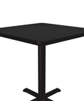 Square 30 Inch Black Granite Top Cafe And Break Room Table With Textured Black Cast Iron Base And 3 Inch Steel Column, High Pressure Laminate Surface