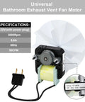 Universal Bathroom Exhaust Fan Motor Kit 120V 50CFM Quiet Upgrade For NuTone And Broan, motor and fan specifications