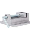 Heavy Duty Drill Press Vise Built Rock Solid For Woodworking Milling Tasks Bench Top Setup with smooth steel jaws.