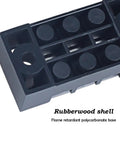 Rugged Dual Row Terminal Block Strips With Clear Safety Shield Tight Grip 15 Amp 660 Volt Wire Connectors Four Position Two Pack showing rubberwood shell.