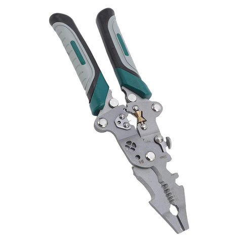 Solid Real Deal 16 In 1 Foldable Wire Stripper And Multifunctional Pliers with ergonomic handles and precision cutting blades.