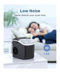 Portable Countertop Ice Maker With No Sweat Self Cleaning Generates Nine Gentle On Teeth Cubes In Just Six Minutes on a marble table.