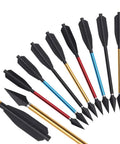 12 Piece Aluminum Crossbow Bolts With Removable Broadheads For Outdoor Shooting And Training Durable Archery Arrows shown in various colors
