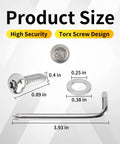 Lock Down Your Rig With Premium Tamper Proof Anti Theft License Plate Screws And Tail Light Bolts For Ford F150 F250 F350 F450 Raptor showing torque screw and washer dimensions.