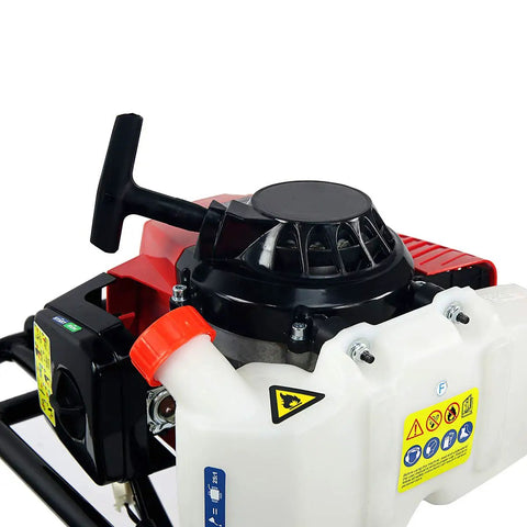 V-Type 63cc Gas Post Hole Digger One Man Auger With 12 Inch Bit Set recoil start mechanism close-up