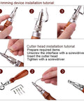 Trimming device installation of 7 In 1 Pro Adjustable Stitching Groover Kit For Leathercraft With 1 2 4 6 Prong Leather Stitching Punches