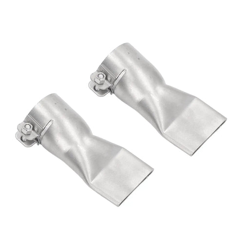 Flat Wide Mouth Welding Nozzle Set 40mm 1.57in Stainless Steel Two Pack for Hot Air Heat Guns, corrosion-resistant.