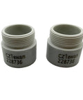 2 Pcs MRT Wear Resistant 228736 Kit For 45 To 105A Torch Consumables shown close-up, gray threaded components