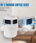 3 In 1 Indoor Dryer Vent Kit With Lint Trap Bucket For Apartment Living displaying airflow and filtration system
