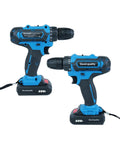 Heavy Duty 21V Brushless Cordless Drill Set With Badass Torque Two Speed Modes And Complete Screwdriver Bits For Concrete Metal Chores And Rapid Pro Diy Builds Today - blue and black cordless drill angled view.