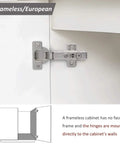 Installed Soft Close 105 Degree European Full Overlay Concealed Cabinet Hinges With Mounting Plate Clip On 2 Pairs 4 Pieces Frameless Design 35mm Cup 14-22mm Door Thickness Mounting Screws Included