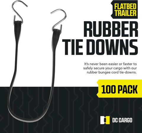 Pack Of 50 21 Inch Tarp Straps Natural Rubber Bungee Cords Tie Down Straps For Flatbed Trailers With Metal S Hooks in black