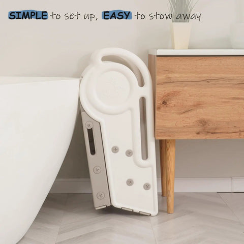 Hassle Free Three Step Bathroom Stool For Toddlers With Adjustable Handlebars Built Tough And Foldable, easy to store design.