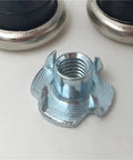 Leveling Feet For Furniture Set Of 12 Adjustable Table Leg Glide Pads With T Nut For Rugged No Wobble Tables Chairs Cabinets And More Easy Height Adjustment For Uneven Floors And Floor Scratch Prevention, metal T-nut close-up