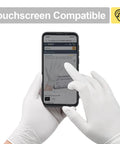 Straight Up Reliable Disposable Nitrile Exam Gloves, White Powder Free Build, Rock Solid 3 Mil Coverage For Medical Rounds, Kitchen Prep, Barber Work, Or Heavy Duty Home Cleaning, Box Of 100, touchscreen compatible for easy device use.