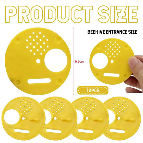 Beekeeping Entrance Gate Set for Nuc Boxes, 12 Pack Plastic Beehive Gates shown with size and quantity details
