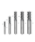 Beefy Pro Grade Carbide Square End Mill Set With TiAlN Coating For Stainless Steel And High Temp Alloys, 5-piece 4 flute CNC milling cutters.