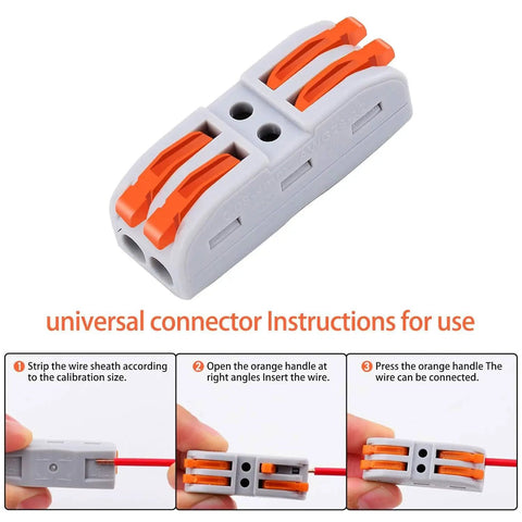 Super Easy Push In Lever Wire Connectors 10 Pack Quick Splice Terminals for no sweat DIY electrical projects with instructions.
