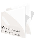 Two 8x10 inch glossy white cast acrylic Plexiglass sheets, 1/8 inch (3 mm) thick.