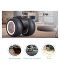 Close-up of Heavy Duty Two Inch Twin Wheel Caster Set For Office Chairs Featuring Silent TPR Rubber Wheels on hardwood floor.
