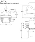 Technical diagram of Four Inch Centerset Bathroom Faucet In Polished Brass With Lifetime Drip Free Ceramic Cartridge Brass Construction