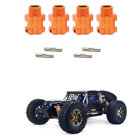 High Performance 17mm Hex Wheel Hub Adapters Four Pack For 1 To 7 Scale DBX07 RC Cars Compatible With ZD Racing Upgrades Durable Alloy Replacement Accessories For Smoother Stable Handling And Quick Install, orange alloy hubs with RC car display