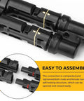Heavy Duty Solar Y Branch Connector Kit For Paralleling Panels M To FF And F To MM with easy assembly features.