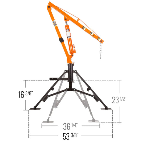 Straight Up Heavy Duty Hitch Mounted Jib Crane For Pickup Trucks Full 360 Rotating Hydraulic Lift Hoist 1000 Lb Capacity Reinforced Steel Construction Adjustable Support Legs Ready For Any Job Site Grind Boss Level Lifting Power