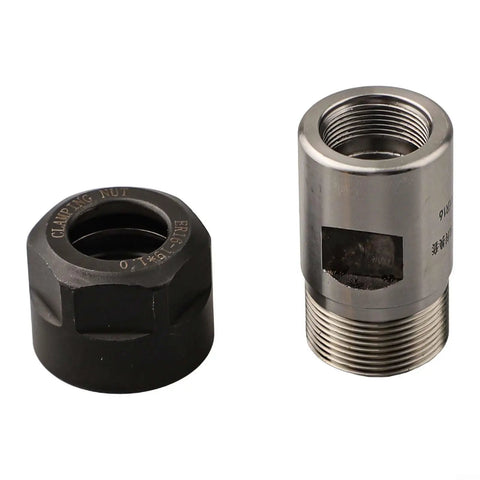 Ultimate ER Collet Sleeve Thread Adapter Kit For Engraving Spindle Motors, Includes clamping nut and thread adapter.